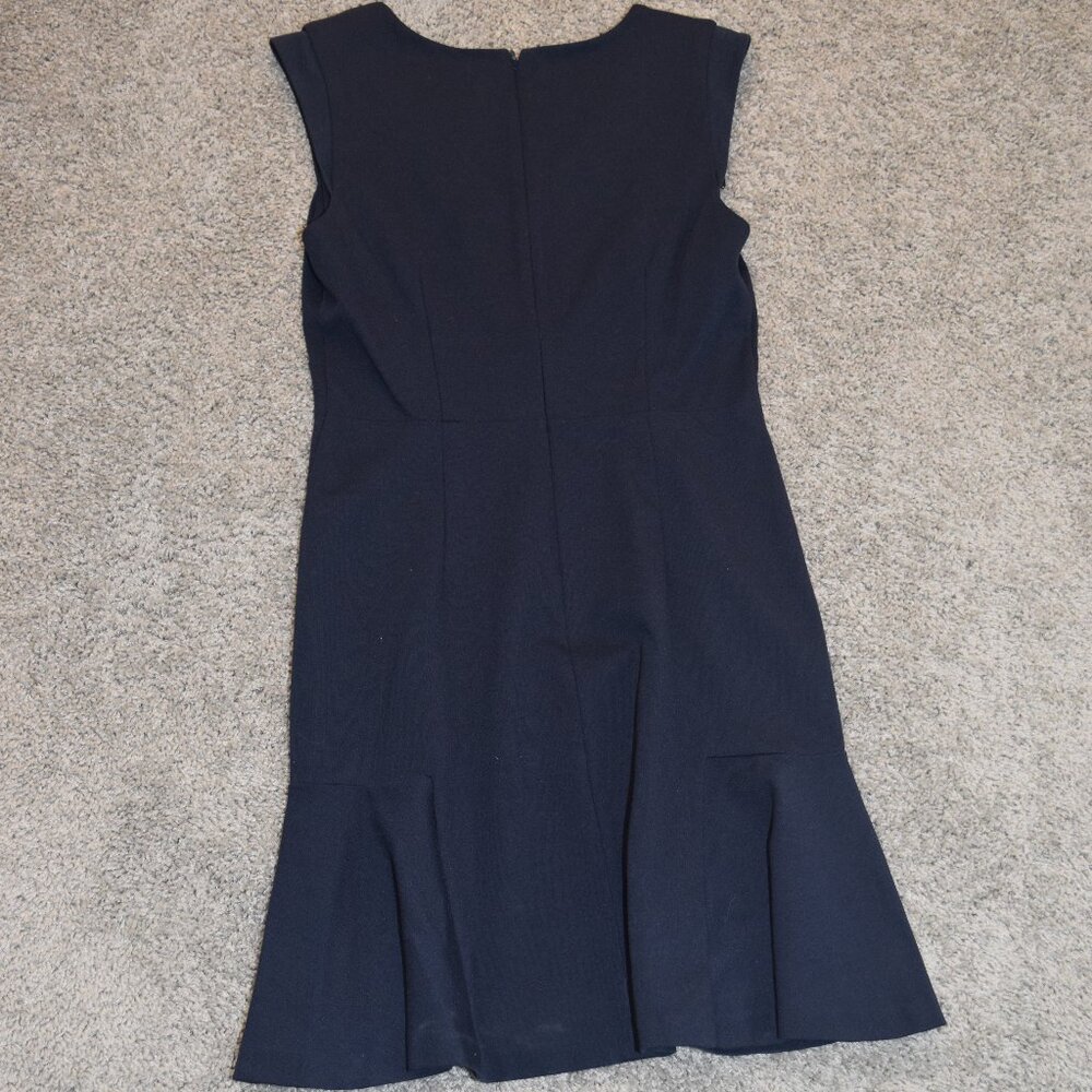 Vince Camuto Navy Blue V-Neck Flounce‎ Hem Dress Cap Sleeve Size 6